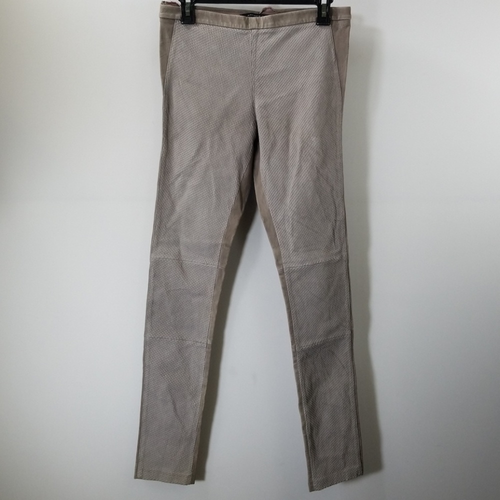 Andrew Marc Gray Pull Over Leather Pants Size 8